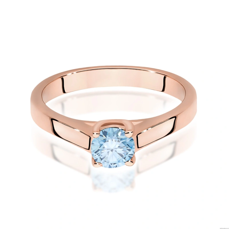 Pierścionek W0544 Diament Laboratoryjny niebieski 0,50ct różowe złoto