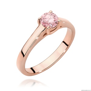 Pierścionek W0544 Diament Laboratoryjny różowy 0,50ct różowe złoto
