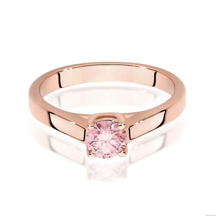 Pierścionek W0544 Diament Laboratoryjny różowy 0,50ct różowe złoto
