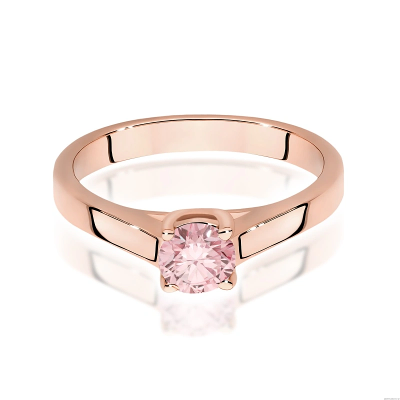 Pierścionek W0544 Diament Laboratoryjny różowy 0,50ct różowe złoto