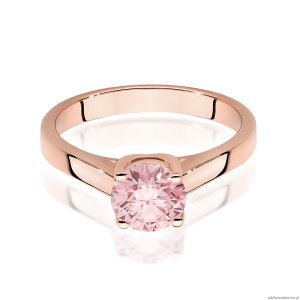 Pierścionek W0544 Diament Laboratoryjny różowy 1,00ct różowe złoto