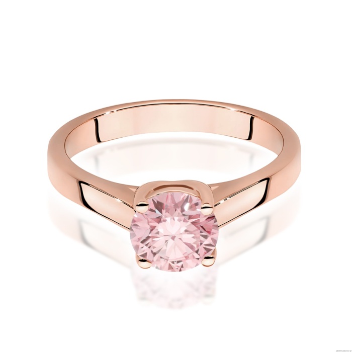 Pierścionek W0544 Diament Laboratoryjny różowy 1,00ct różowe złoto
