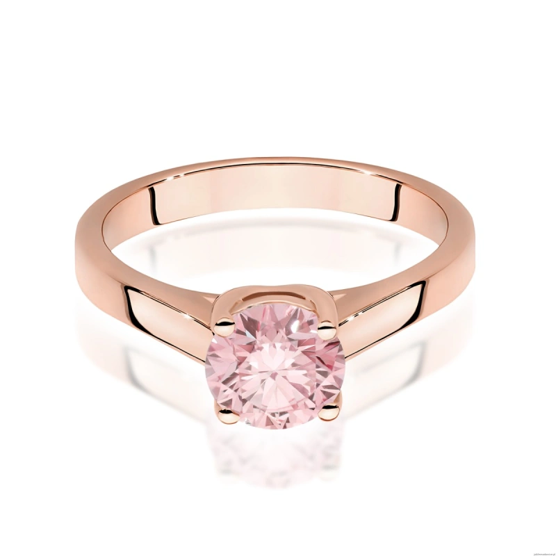 Pierścionek W0544 Diament Laboratoryjny różowy 1,00ct różowe złoto
