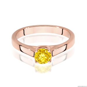 Pierścionek W0544 Diament Laboratoryjny żółty 0,50ct różowe złoto