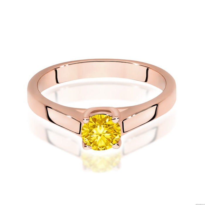 Pierścionek W0544 Diament Laboratoryjny żółty 0,50ct różowe złoto