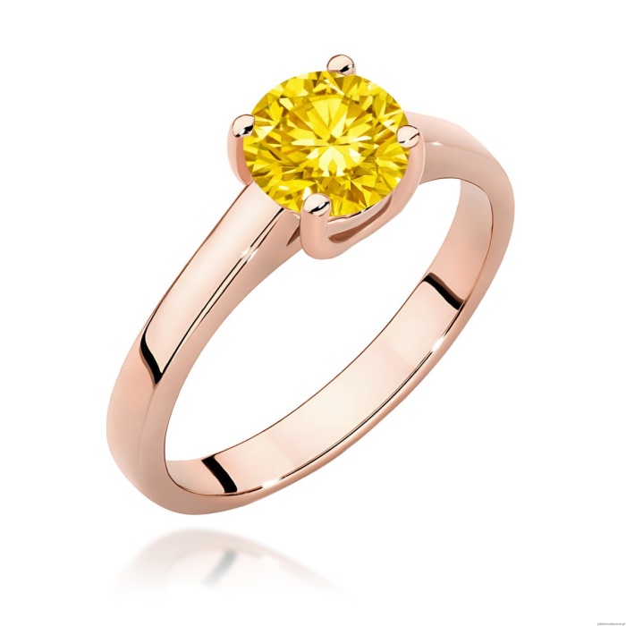 Pierścionek W0544 Diament Laboratoryjny żółty 0,50ct różowe złoto
