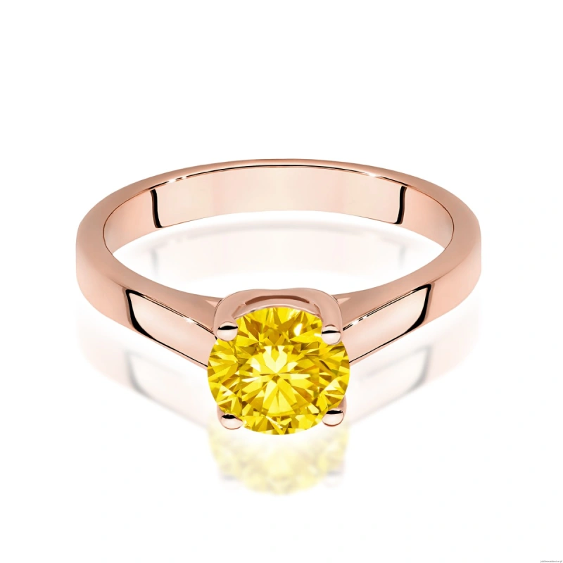 Pierścionek W0544 Diament Laboratoryjny żółty 0,50ct różowe złoto
