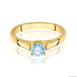 Pierścionek W0544 Diament Laboratoryjny niebieski 0,50ct żółte złoto
