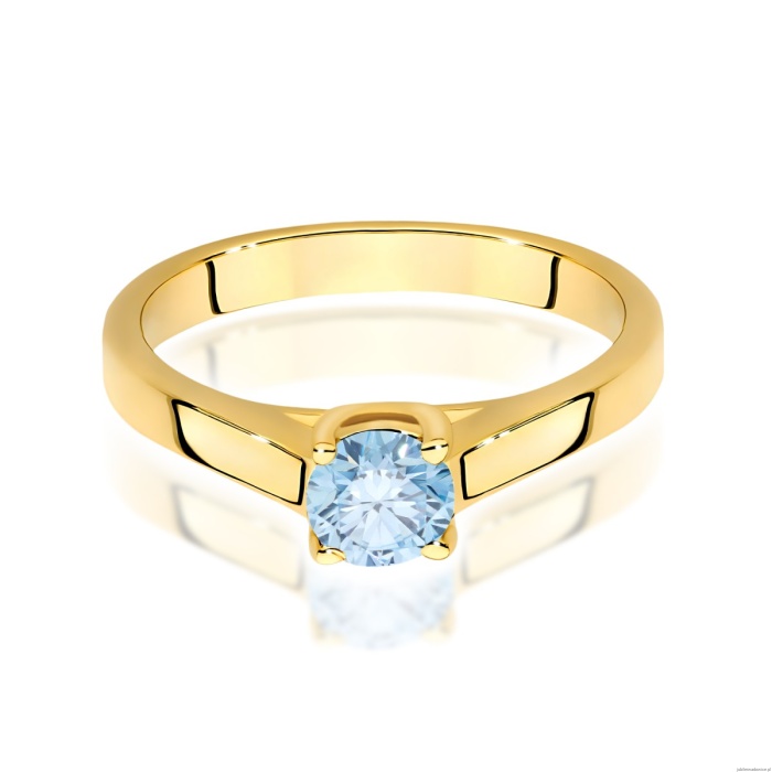Pierścionek W0544 Diament Laboratoryjny niebieski 0,50ct żółte złoto