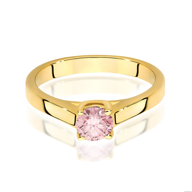 Pierścionek W0544 Diament Laboratoryjny różowy 0,50ct żółte złoto