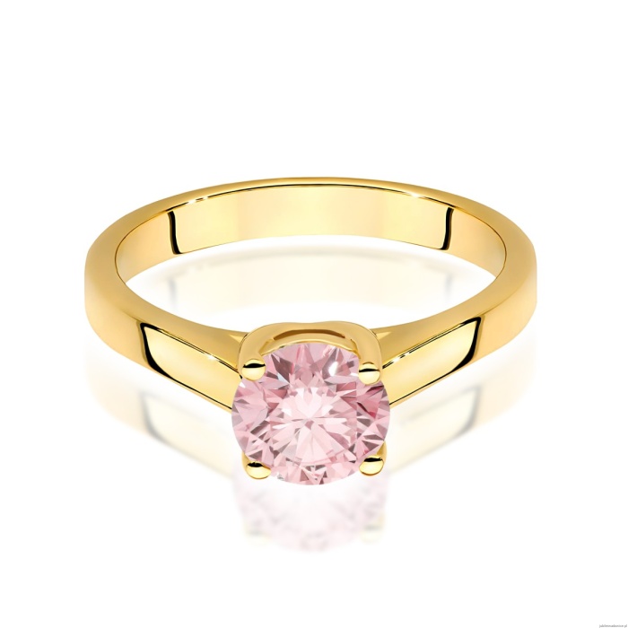 Pierścionek W0544 Diament Laboratoryjny różowy 1,00ct żółte złoto
