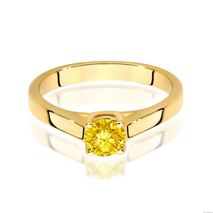 Pierścionek W0544 Diament Laboratoryjny żółty 0,50ct żółte złoto