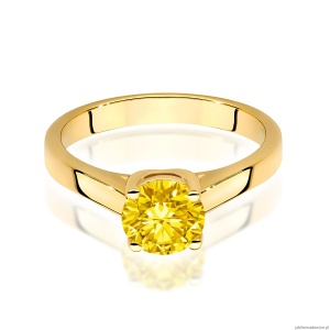 Pierścionek W0544 Diament Laboratoryjny żółty 1,00ct żółte złoto
