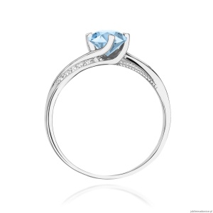 Pierścionek W0084 Diament Laboratoryjny niebieski 0,50ct białe złoto 375