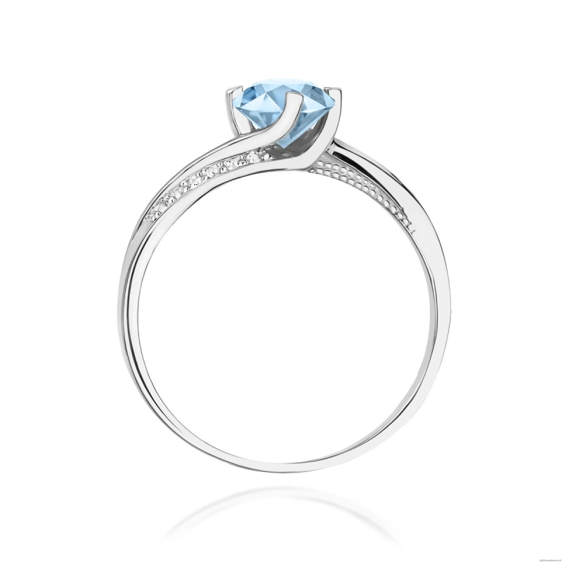 Pierścionek W0084 Diament Laboratoryjny niebieski 0,50ct białe złoto 375