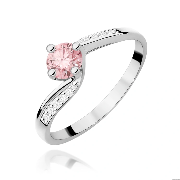 Pierścionek W0084 Diament Laboratoryjny różowy 0,50ct białe złoto 375