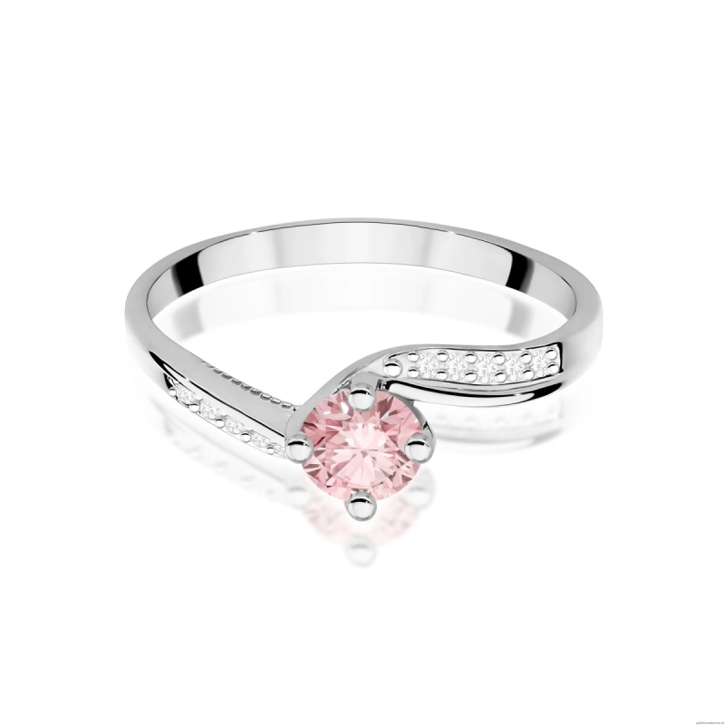 Pierścionek W0084 Diament Laboratoryjny różowy 0,50ct białe złoto 375