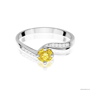 Pierścionek W0084 Diament Laboratoryjny żółty 0,50ct białe złoto 375