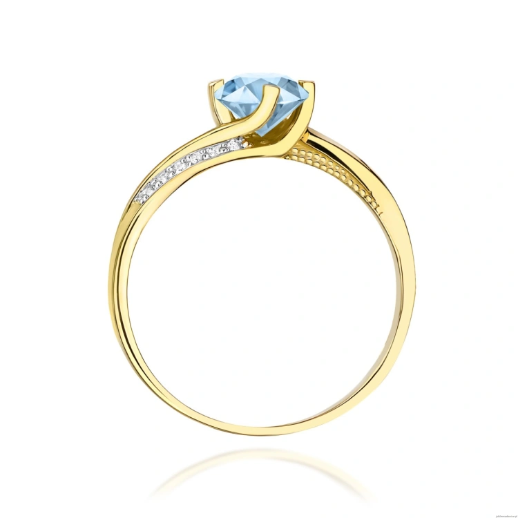 Pierścionek W0084 Diament Laboratoryjny niebieski 0,50ct żółte złoto 375