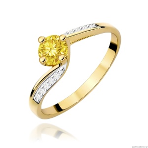 Pierścionek W0084 Diament Laboratoryjny żółty 0,50ct żółte złoto 375