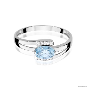 Pierścionek W0119 Diament Laboratoryjny niebieski 0,50ct białe złoto 375