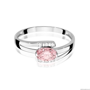 Pierścionek W0119 Diament Laboratoryjny różowy 0,50ct białe złoto 375