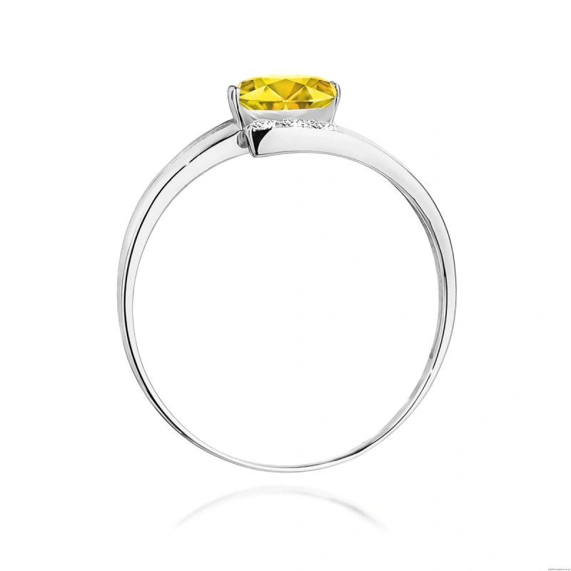Pierścionek W0119 Diament Laboratoryjny żółty 0,50ct białe złoto 375