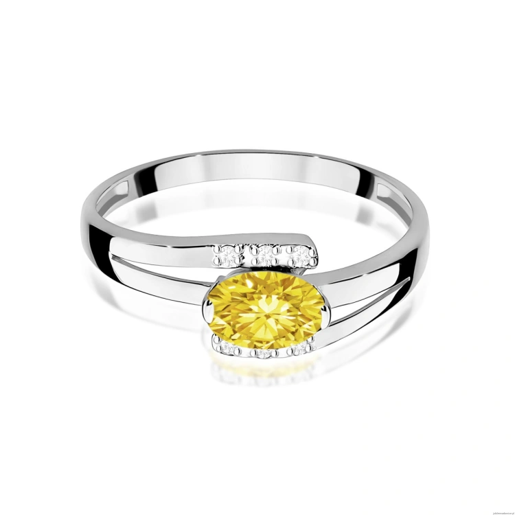 Pierścionek W0119 Diament Laboratoryjny żółty 0,50ct białe złoto 375