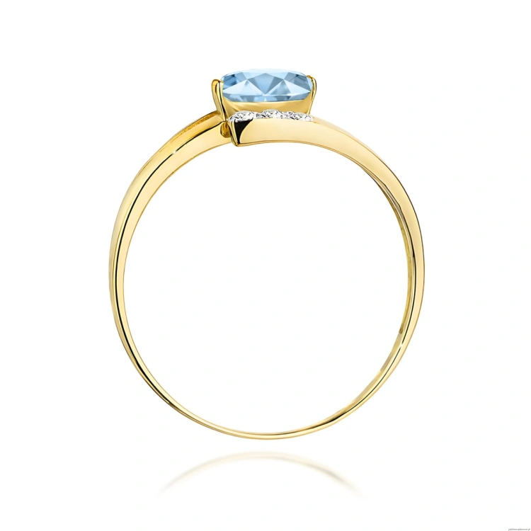 Pierścionek W0119 Diament Laboratoryjny niebieski 0,50ct żółte złoto 375
