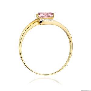 Pierścionek W0119 Diament Laboratoryjny różowy 0,50ct żółte złoto 375