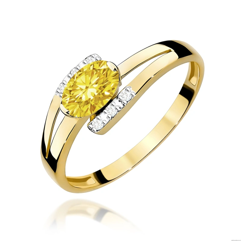 Pierścionek W0119 Diament Laboratoryjny żółty 0,50ct żółte złoto 375