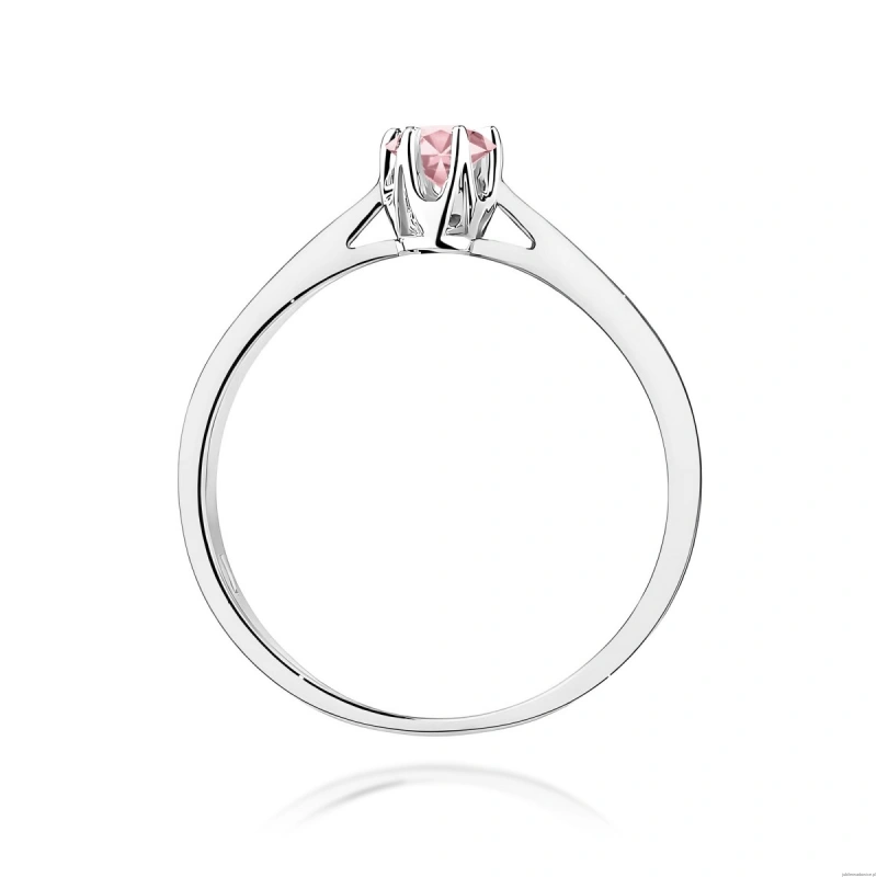 Pierścionek W0295 Diament Laboratoryjny różowy 0,15ct białe złoto 375