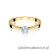 Pierścionek W0295 Diament Laboratoryjny niebieski 0,15ct żółte złoto 375