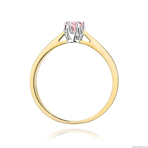 Pierścionek W0295 Diament Laboratoryjny różowy 0,15ct żółte złoto 375
