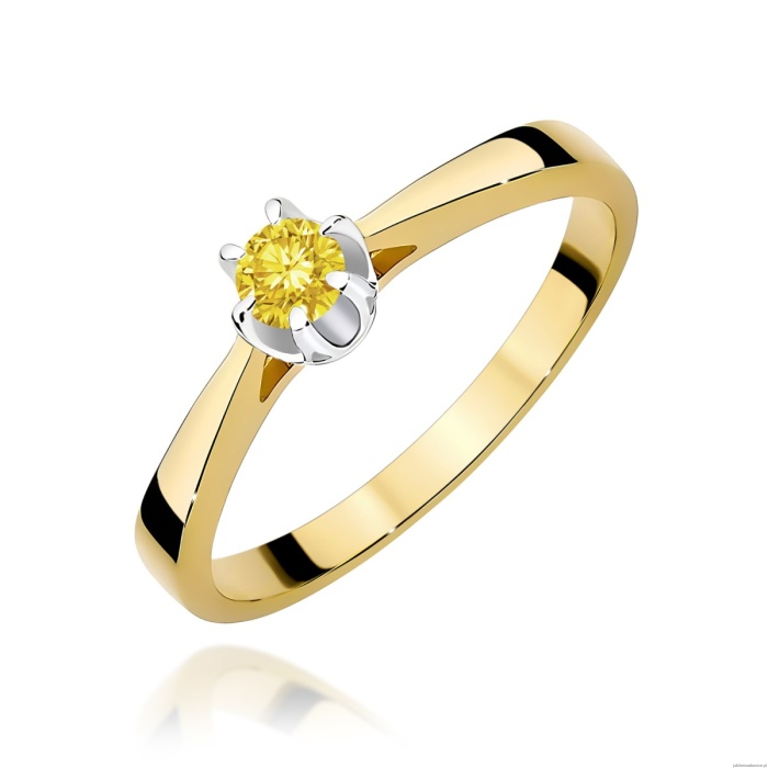 Pierścionek W0295 Diament Laboratoryjny żółty 0,15ct żółte złoto 375