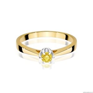 Pierścionek W0295 Diament Laboratoryjny żółty 0,15ct żółte złoto 375