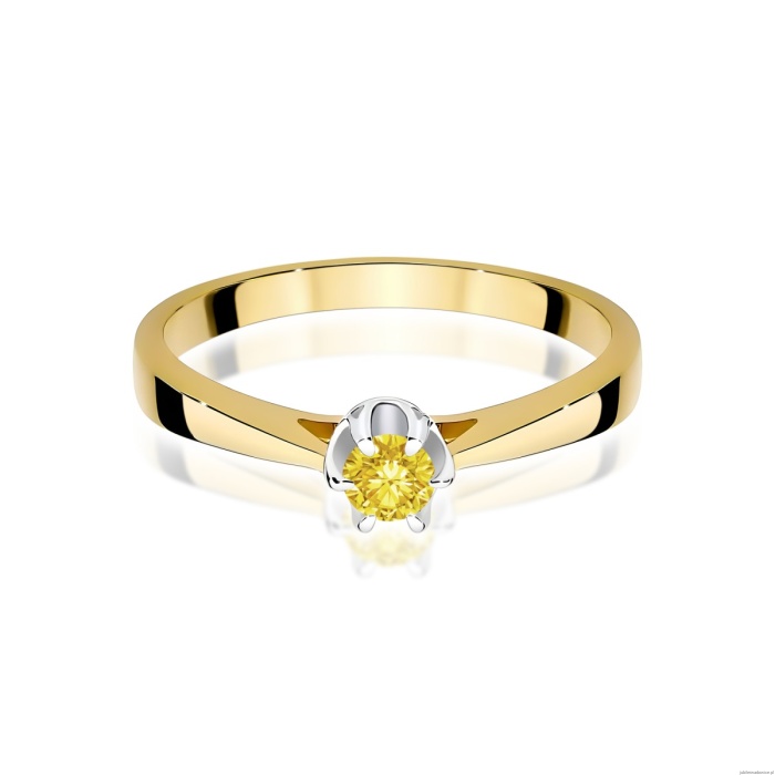 Pierścionek W0295 Diament Laboratoryjny żółty 0,15ct żółte złoto 375