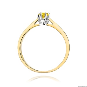 Pierścionek W0295 Diament Laboratoryjny żółty 0,15ct żółte złoto 375