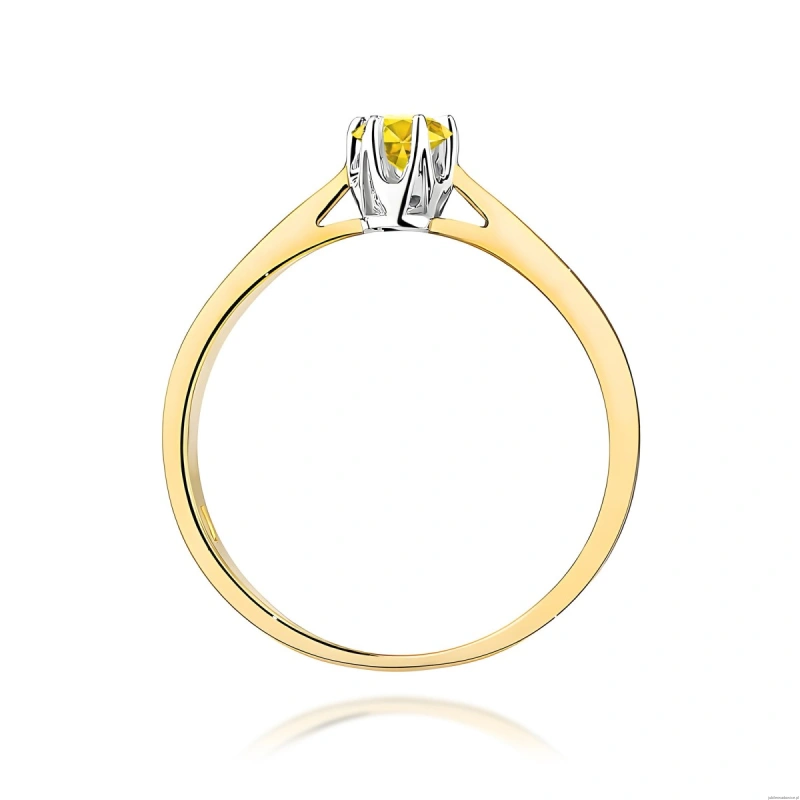 Pierścionek W0295 Diament Laboratoryjny żółty 0,15ct żółte złoto 375