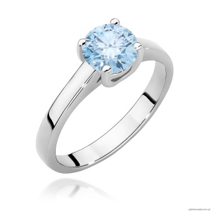 Pierścionek W0544 Diament Laboratoryjny niebieski 1,00ct białe złoto 375