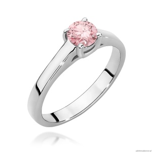 Pierścionek W0544 Diament Laboratoryjny różowy 0,50ct białe złoto 375