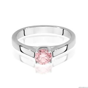 Pierścionek W0544 Diament Laboratoryjny różowy 0,50ct białe złoto 375
