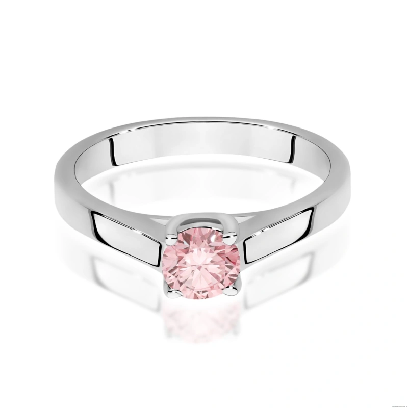 Pierścionek W0544 Diament Laboratoryjny różowy 0,50ct białe złoto 375