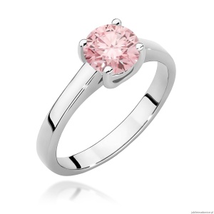 Pierścionek W0544 Diament Laboratoryjny różowy 1,00ct białe złoto 375