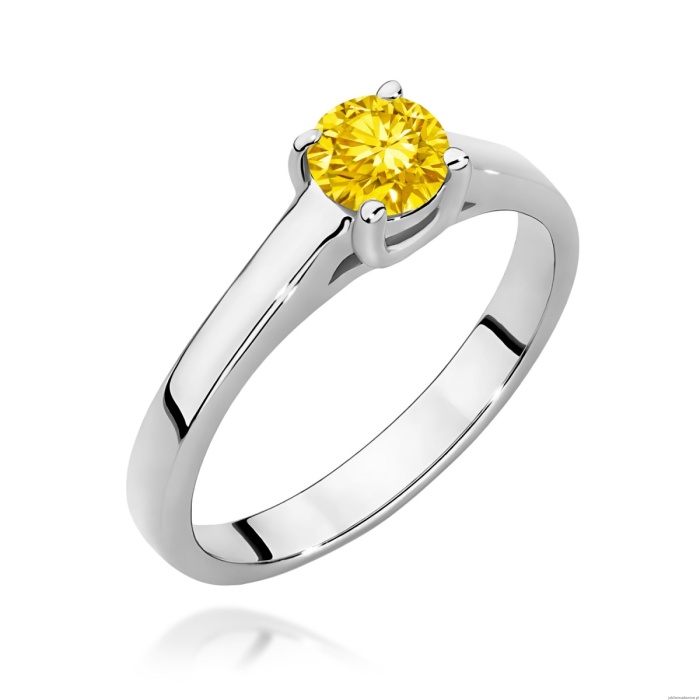 Pierścionek W0544 Diament Laboratoryjny żółty 1,00ct białe złoto 375
