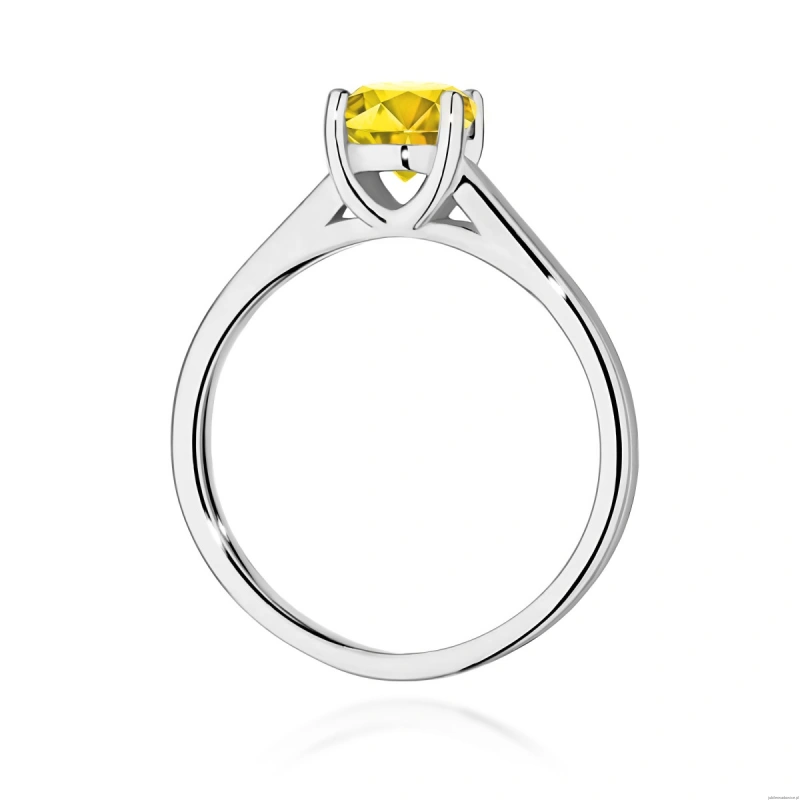 Pierścionek W0544 Diament Laboratoryjny żółty 1,00ct białe złoto 375