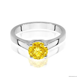 Pierścionek W0544 Diament Laboratoryjny żółty 1,00ct białe złoto 375