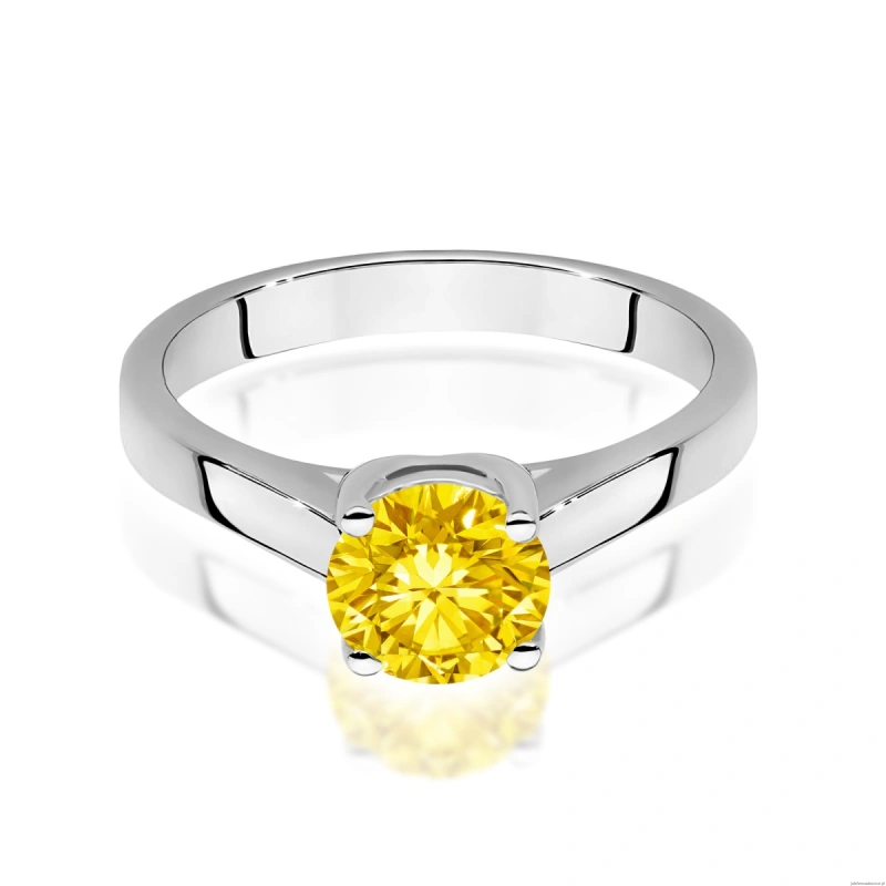Pierścionek W0544 Diament Laboratoryjny żółty 1,00ct białe złoto 375