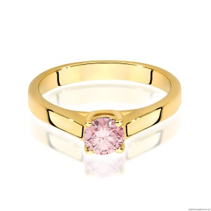 Pierścionek W0544 Diament Laboratoryjny różowy 0,50ct żółte złoto 375