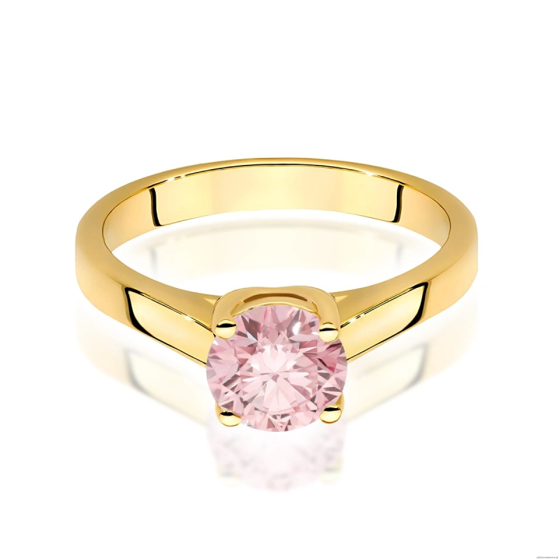 Pierścionek W0544 Diament Laboratoryjny różowy 1,00ct żółte złoto 375